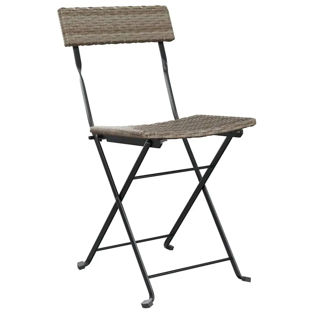 Folding Bistro Chairs Outdoor Garden Seating Grey 6 Piece Set