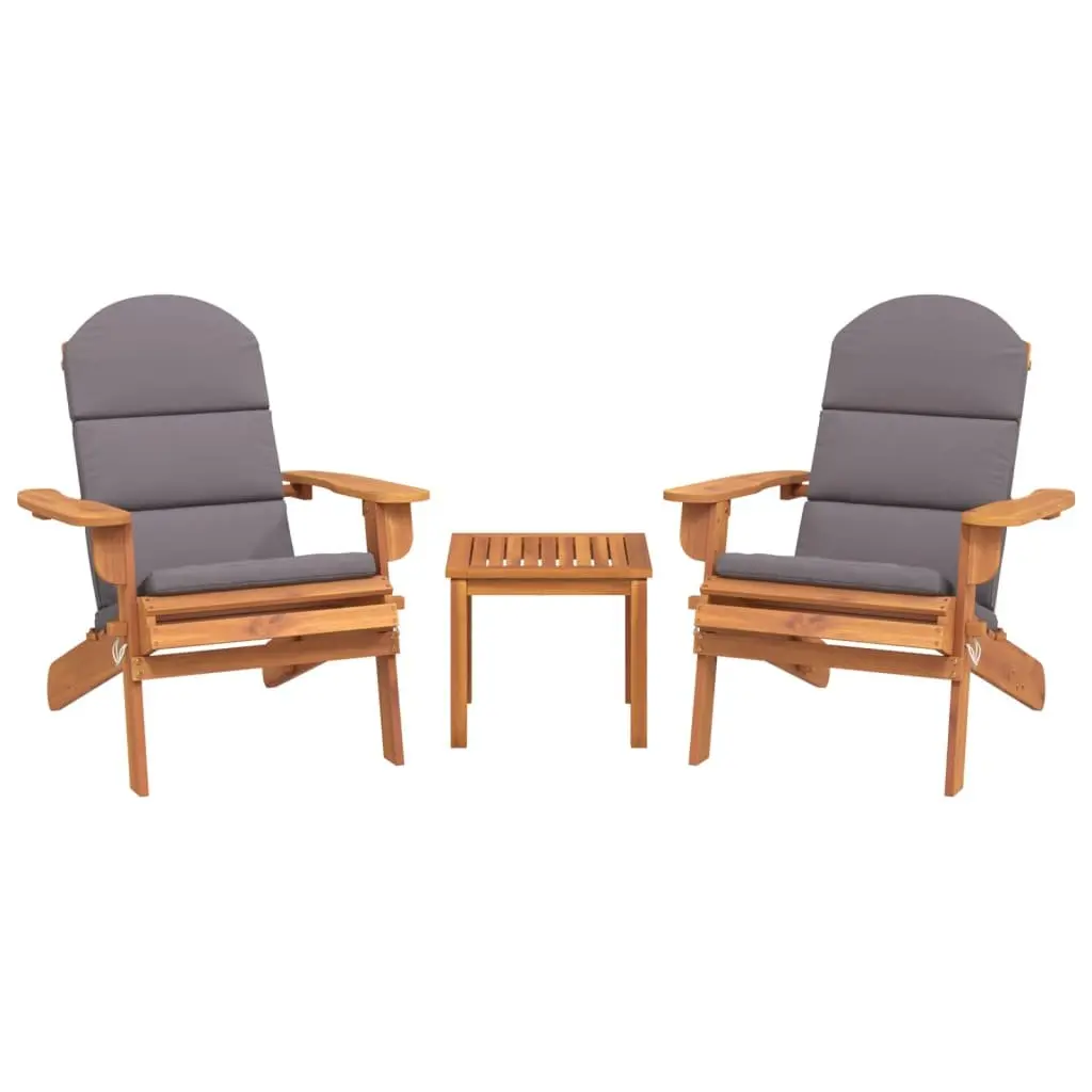 3 Piece Adirondack Garden Lounge Set Solid Acacia Wood Outdoor Furniture Brown