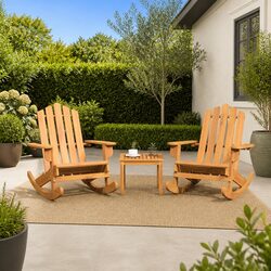 Adirondack Lounge Chair Set: 2 Rocking Chairs & Coffee Table