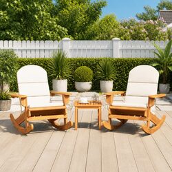 Adirondack Garden Lounge Set: 3 Pieces, Solid Wood