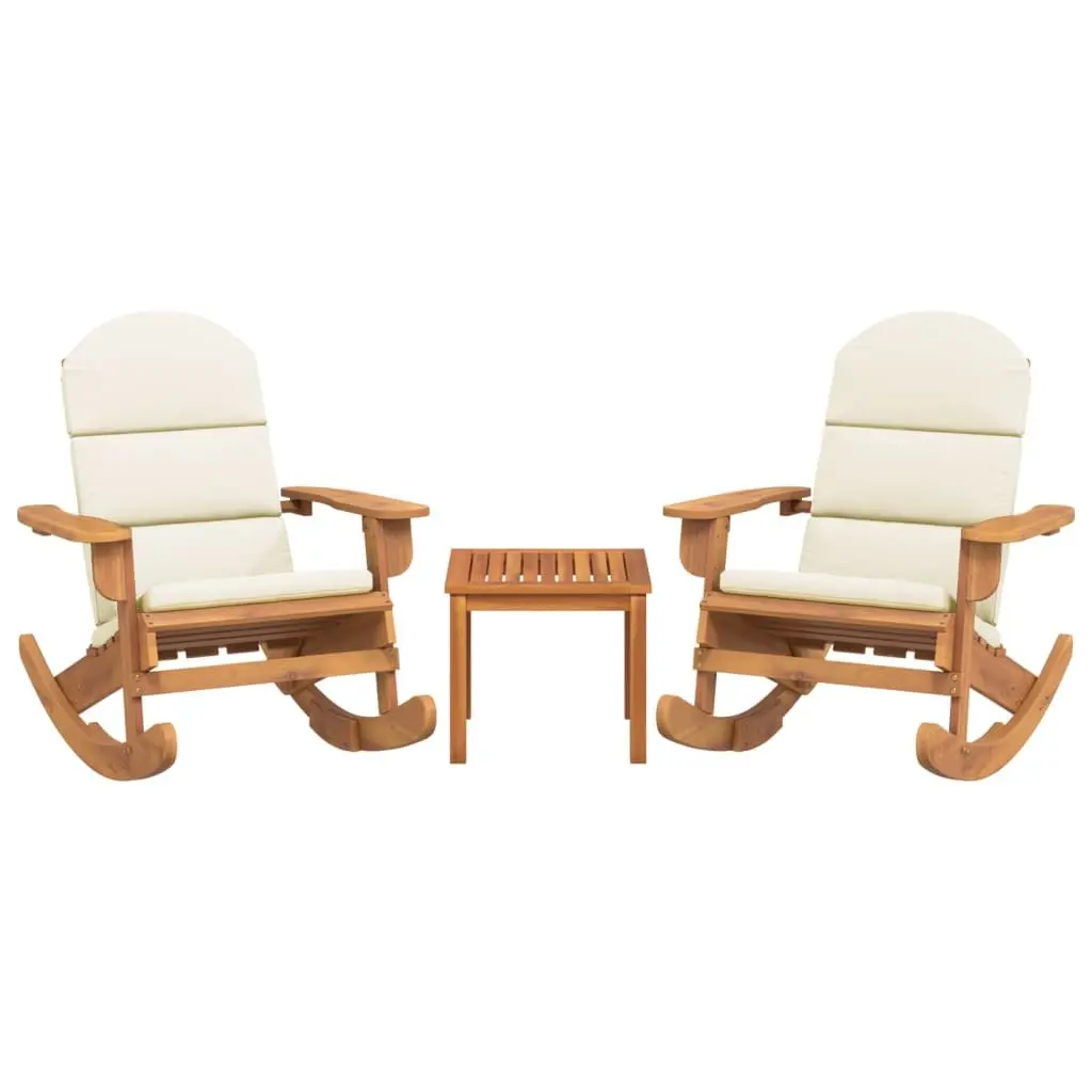 Adirondack Garden Lounge Set 3 Piece Solid Wood Outdoor Furniture with Rocking