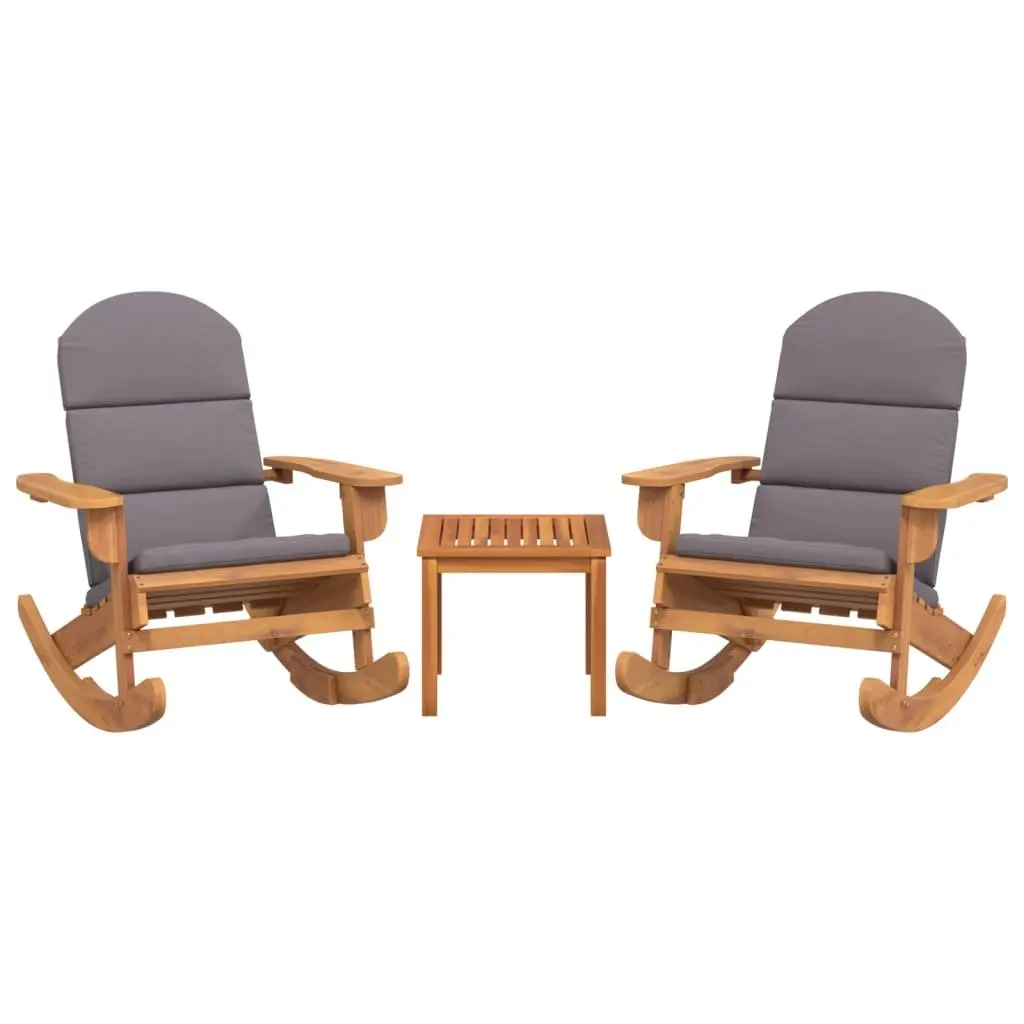 Adirondack Garden Lounge Set 3 Piece Outdoor Furniture Wooden Rocking Chair