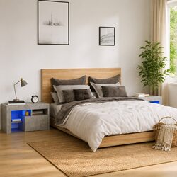 Specifications of Grey Bedside Cabinets with RGB LEDs