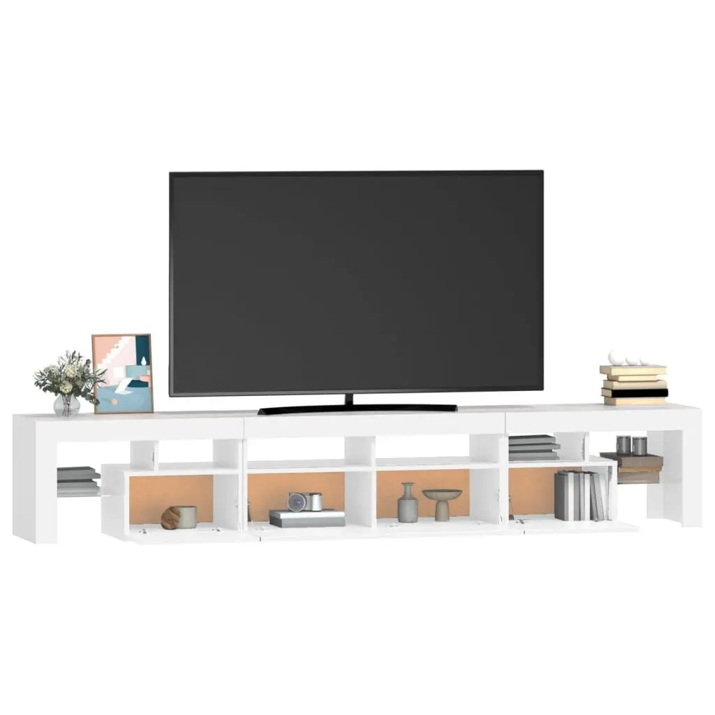 TV Cabinet for Living Room with RGB LED Lights 230cm White Modern Media Unit