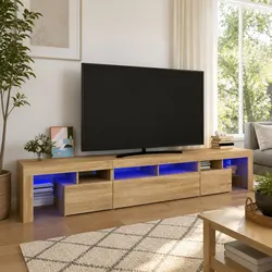 Brown Engineered Wood TV Cabinet with RGB LED Lights