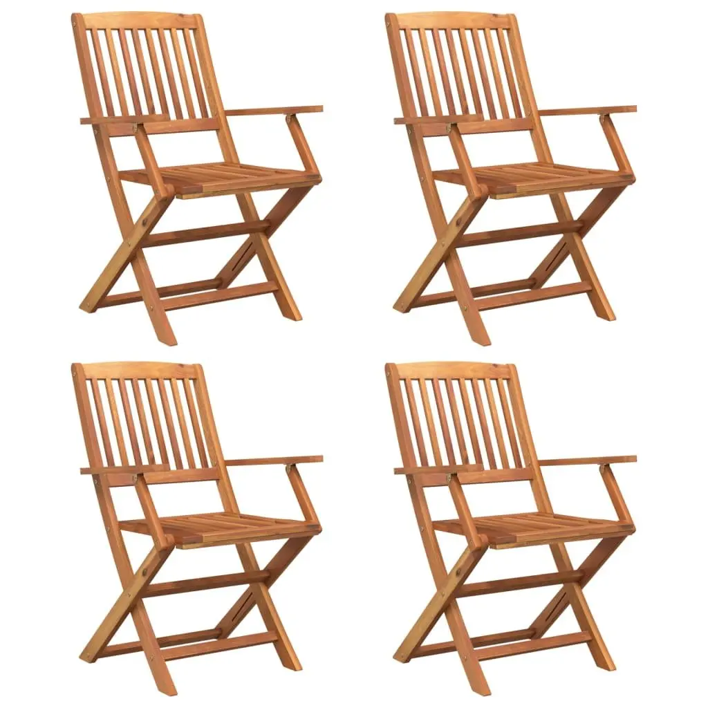 5 Piece Garden Dining Set Outdoor Use Solid Acacia Wood Brown Foldable