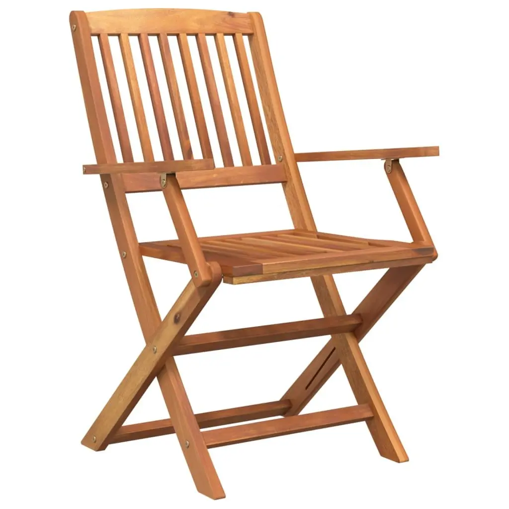 5 Piece Garden Dining Set Outdoor Use Solid Acacia Wood Brown Foldable