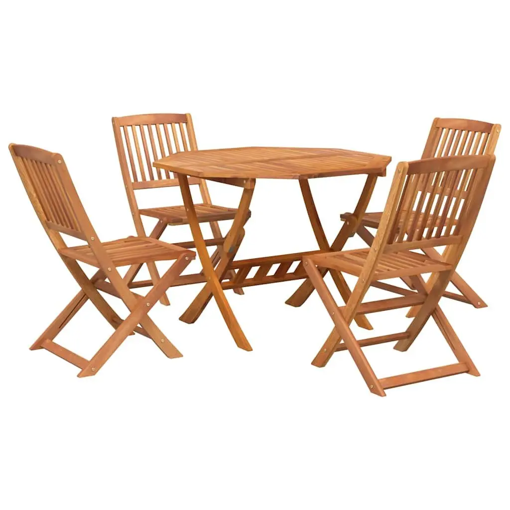 5 Piece Garden Dining Set Outdoor Use Solid Wood Foldable Brown