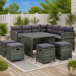 6-Piece Garden Lounge Set - Grey Steel Frame with Cushions