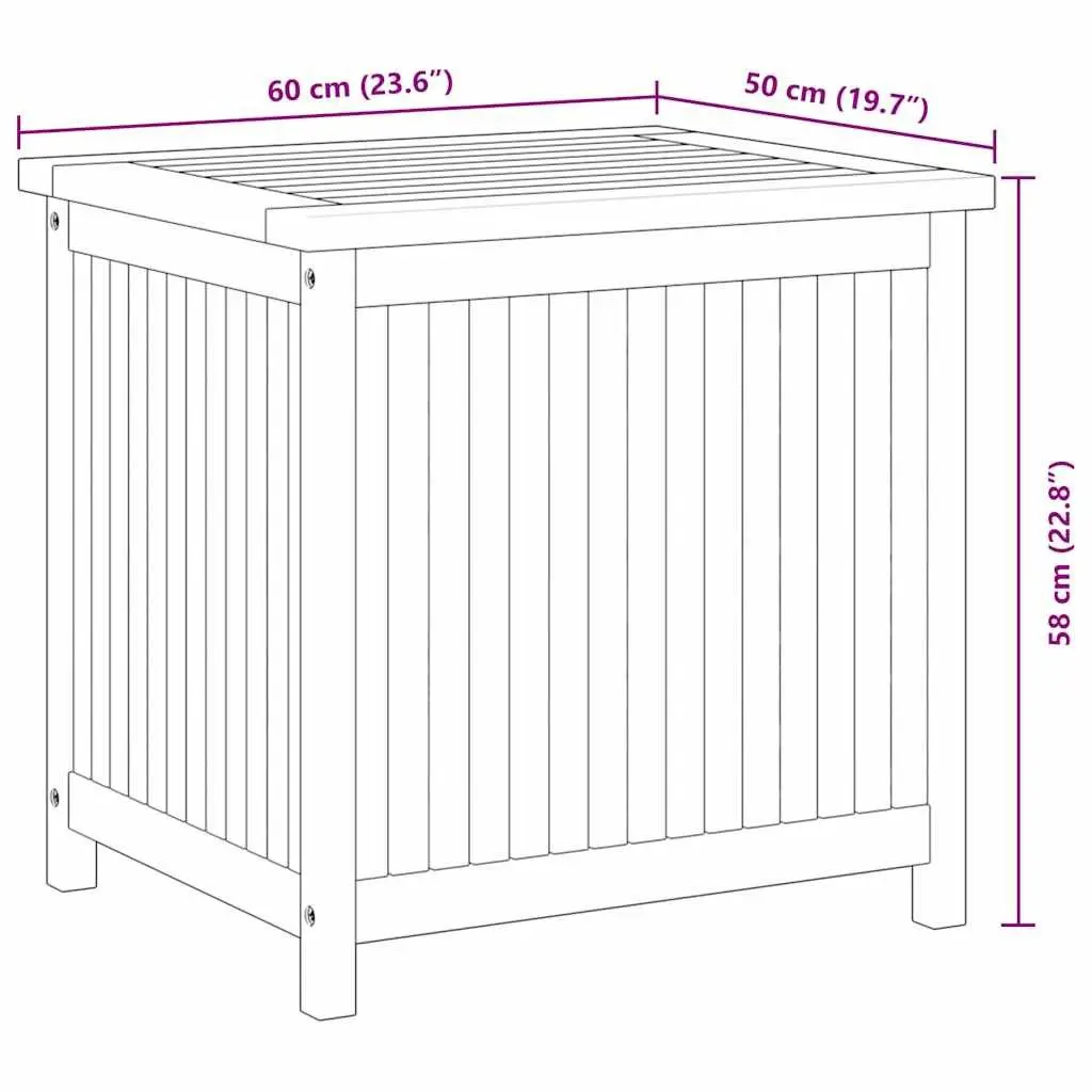 Garden Storage Box 60x50x58 cm Outdoor Wooden Deck Chest Patio Trunk