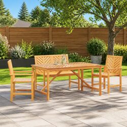 4-Piece Acacia Wood Patio Dining Set - Brown