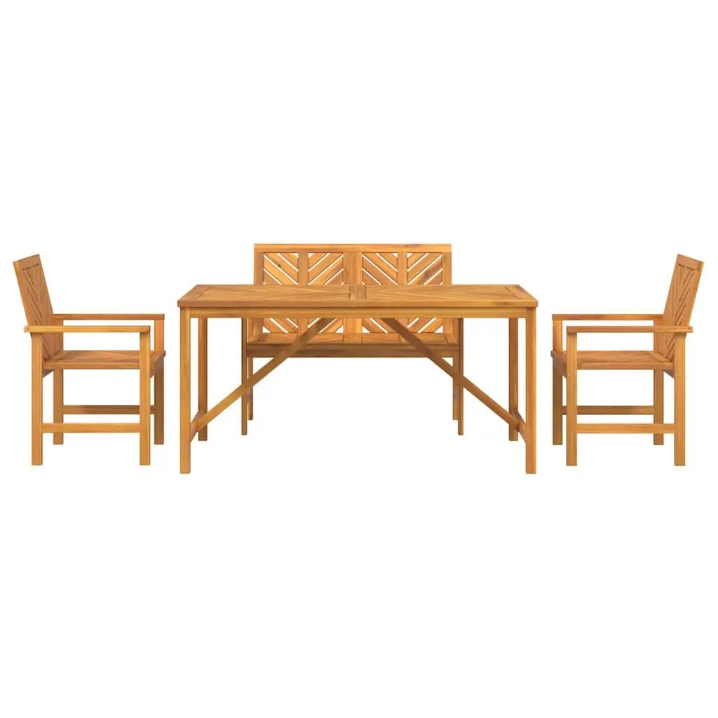 Garden Dining Set Outdoor Patio Furniture 4 Piece Solid Acacia Wood Table Chairs