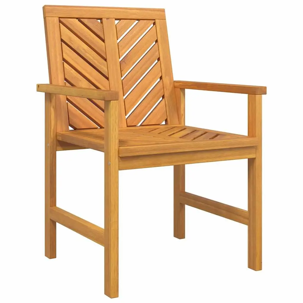 Garden Dining Set Outdoor Use 5 Piece Brown Solid Acacia Wood Rectangular Table Chairs