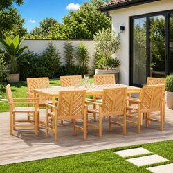 9-Piece Garden Dining Set: Solid Acacia Wood Specifications