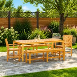 5-Piece Solid Acacia Wood Garden Dining Set Specs