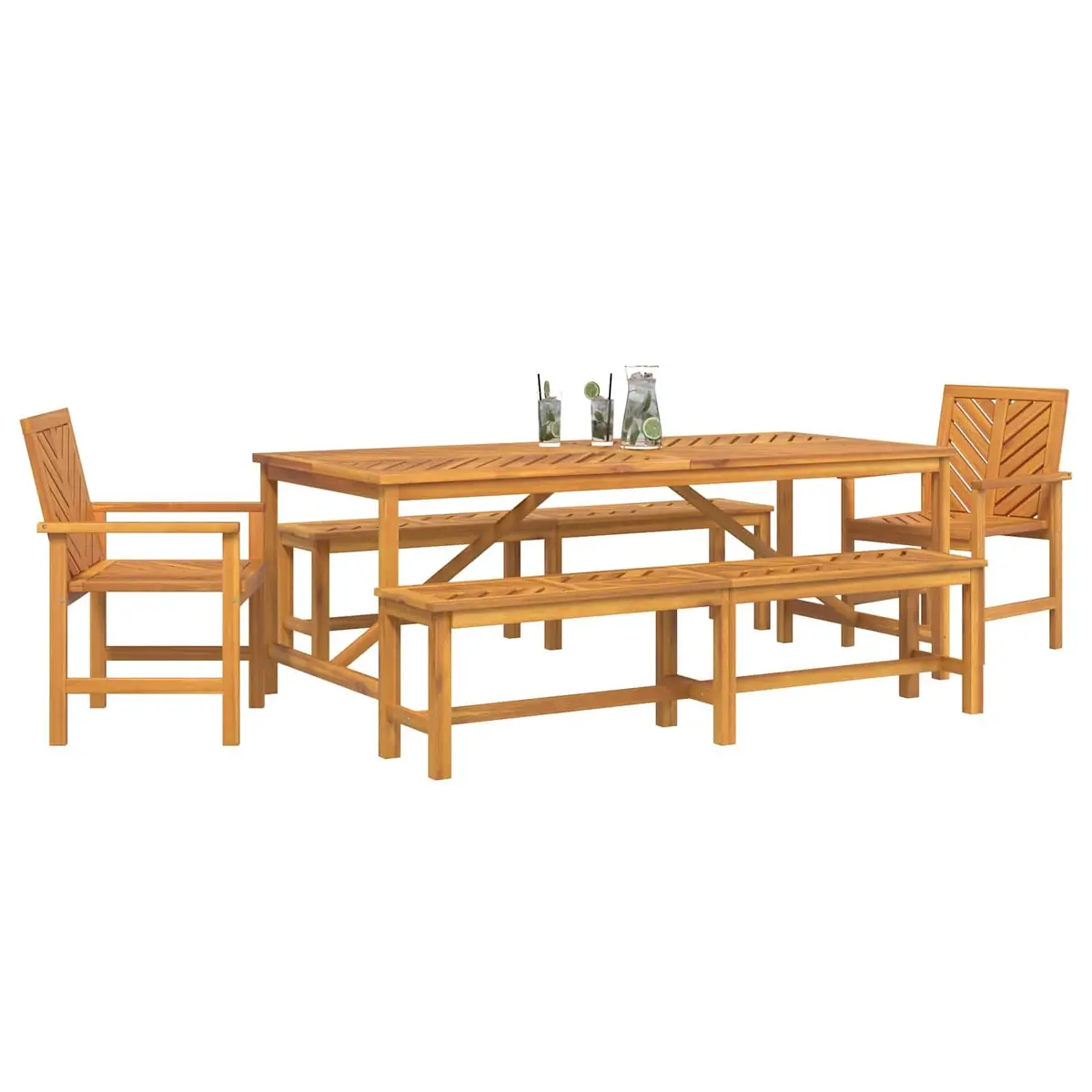 Garden Dining Set Outdoor Use 5 Pieces Brown Solid Acacia Wood