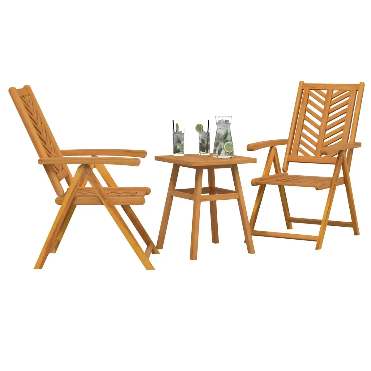 Garden Dining Set Outdoor Patio 3 Piece Brown Solid Acacia Wood Table Chairs