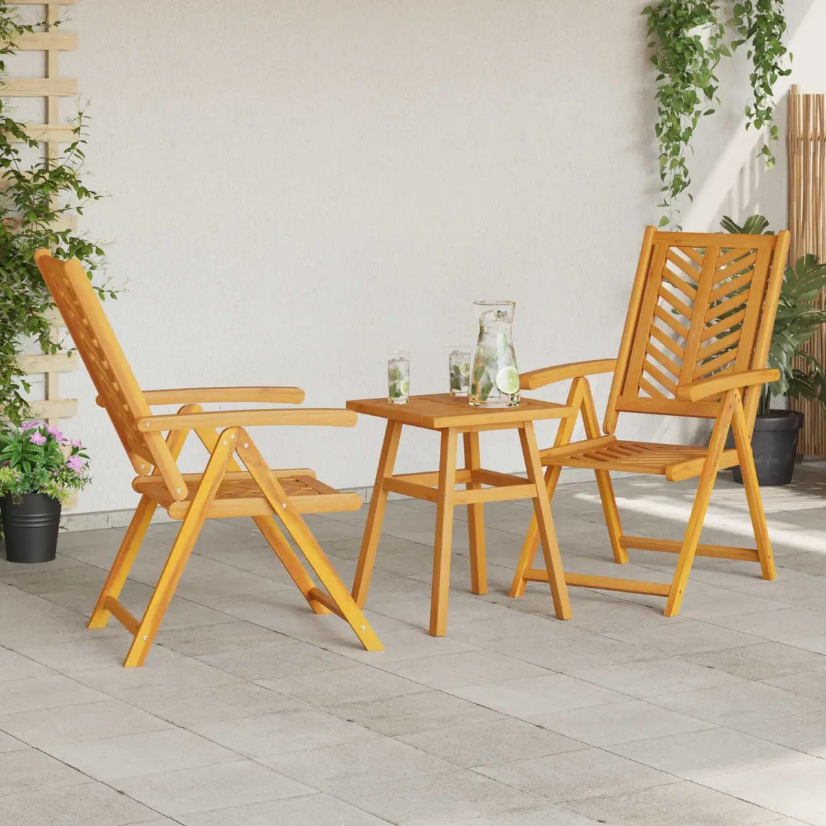 Garden Dining Set Outdoor Patio 3 Piece Brown Solid Acacia Wood Table Chairs