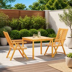 3-Piece Garden Dining Set: Solid Acacia Wood Construction