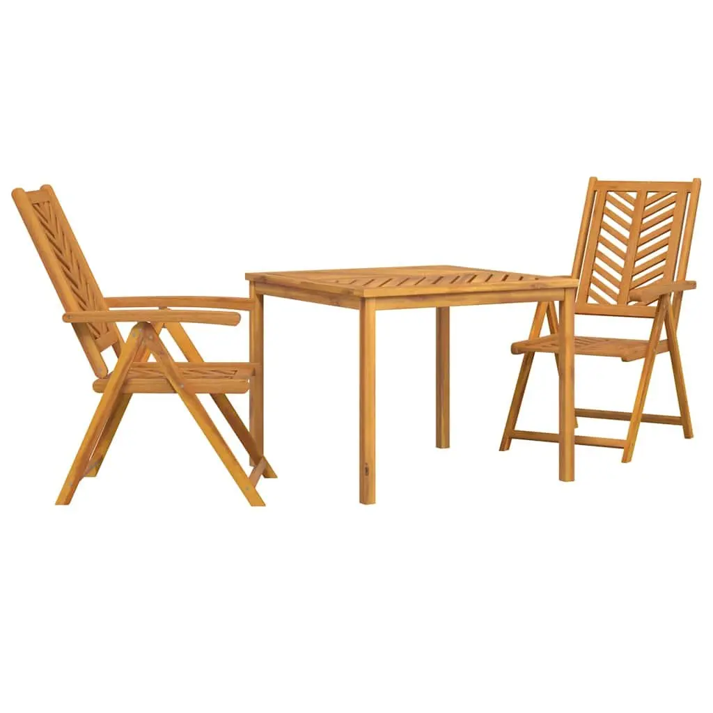 Garden Dining Set 3 Pieces Outdoor Use Solid Acacia Wood Brown