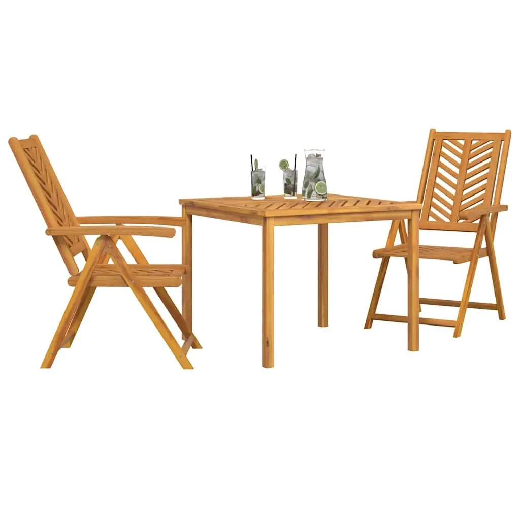 Garden Dining Set 3 Pieces Outdoor Use Solid Acacia Wood Brown