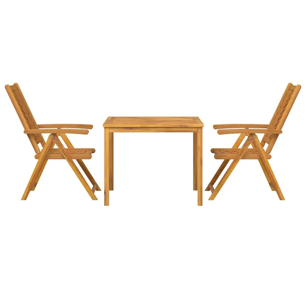 Garden Dining Set 3 Pieces Outdoor Use Solid Acacia Wood Brown