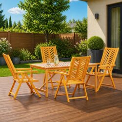 Outdoor 5-Piece Dining Set with Acacia Wood Construction