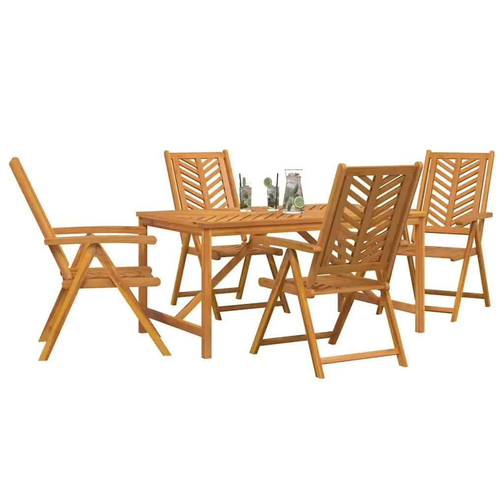 Garden Dining Set 5 Pieces Outdoor Use Solid Acacia Wood Table Brown