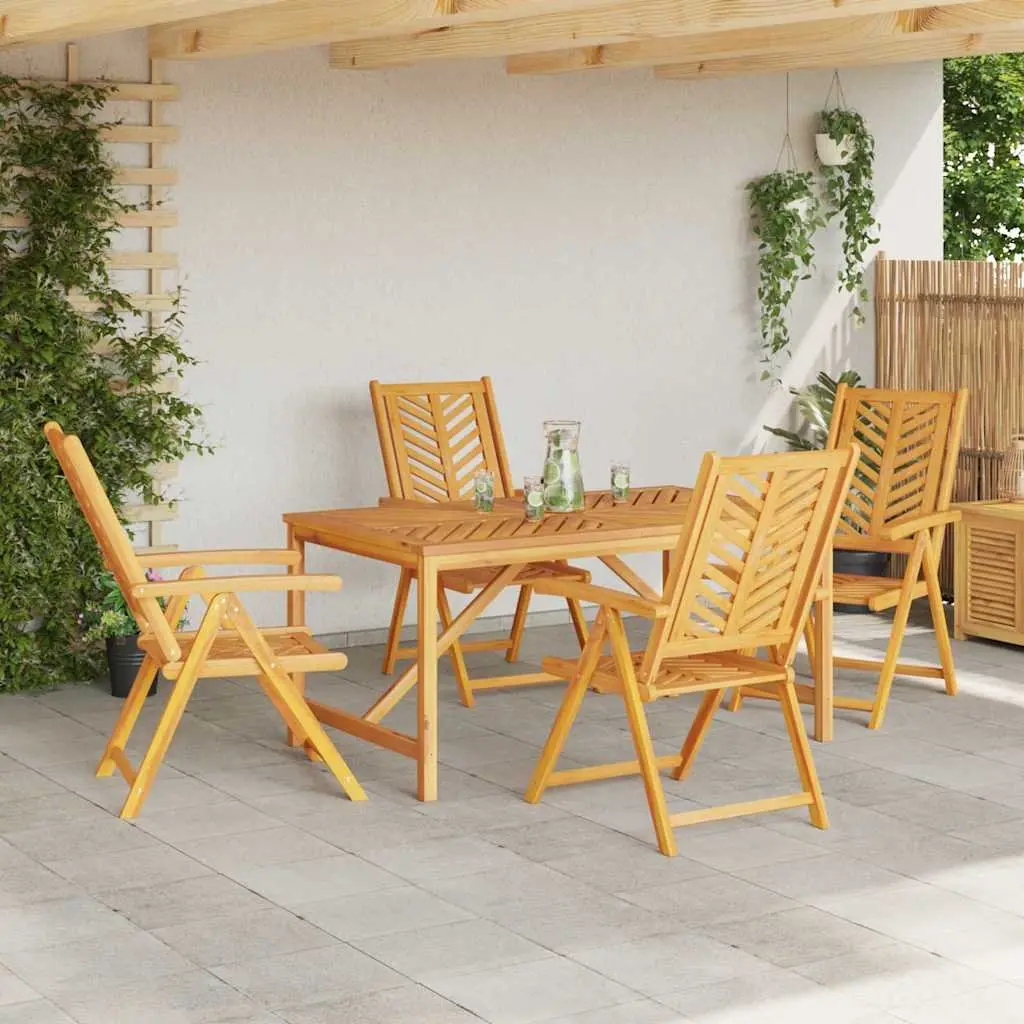 Garden Dining Set 5 Pieces Outdoor Use Solid Acacia Wood Table Brown