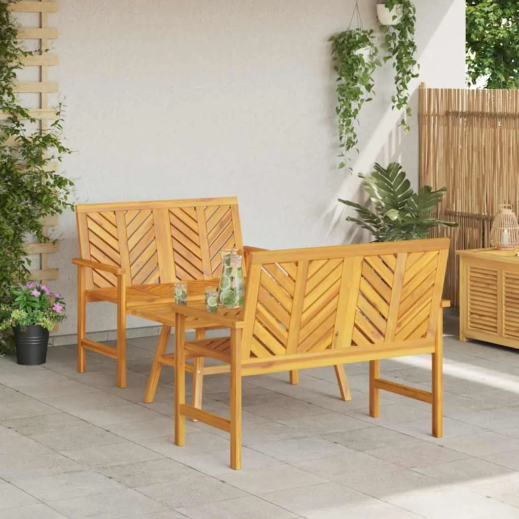 Garden Lounge Set 3-Piece Outdoor Furniture Brown Acacia Wood Patio Sofa