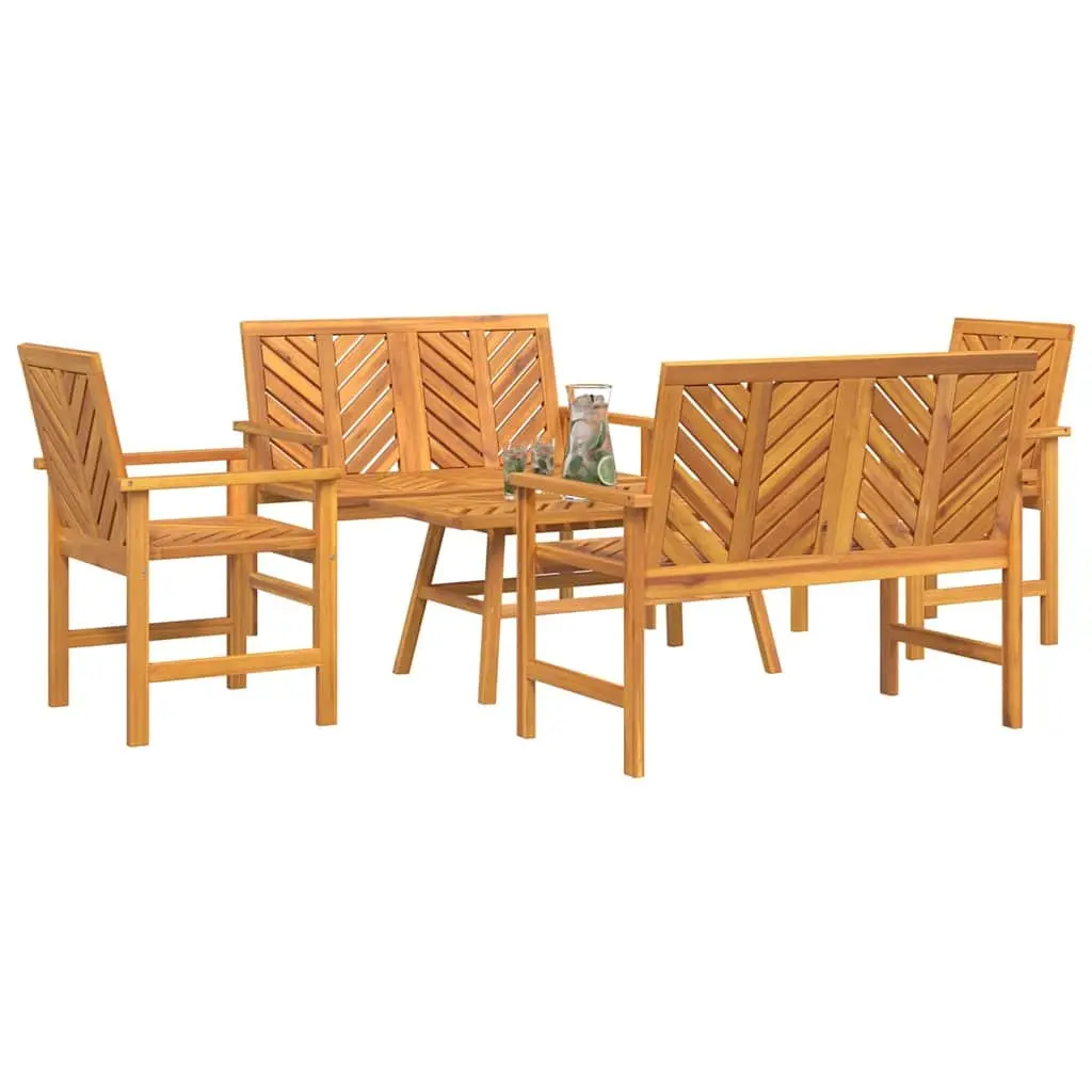 Outdoor Furniture Set 5 Pieces Solid Acacia Wood Garden Lounge Brown Patio