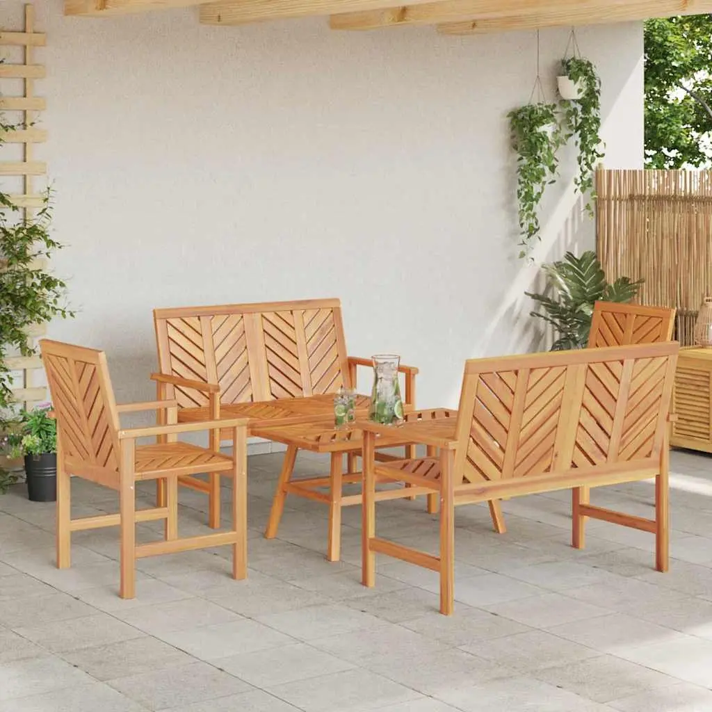 Outdoor Furniture Set 5 Pieces Solid Acacia Wood Garden Lounge Brown Patio