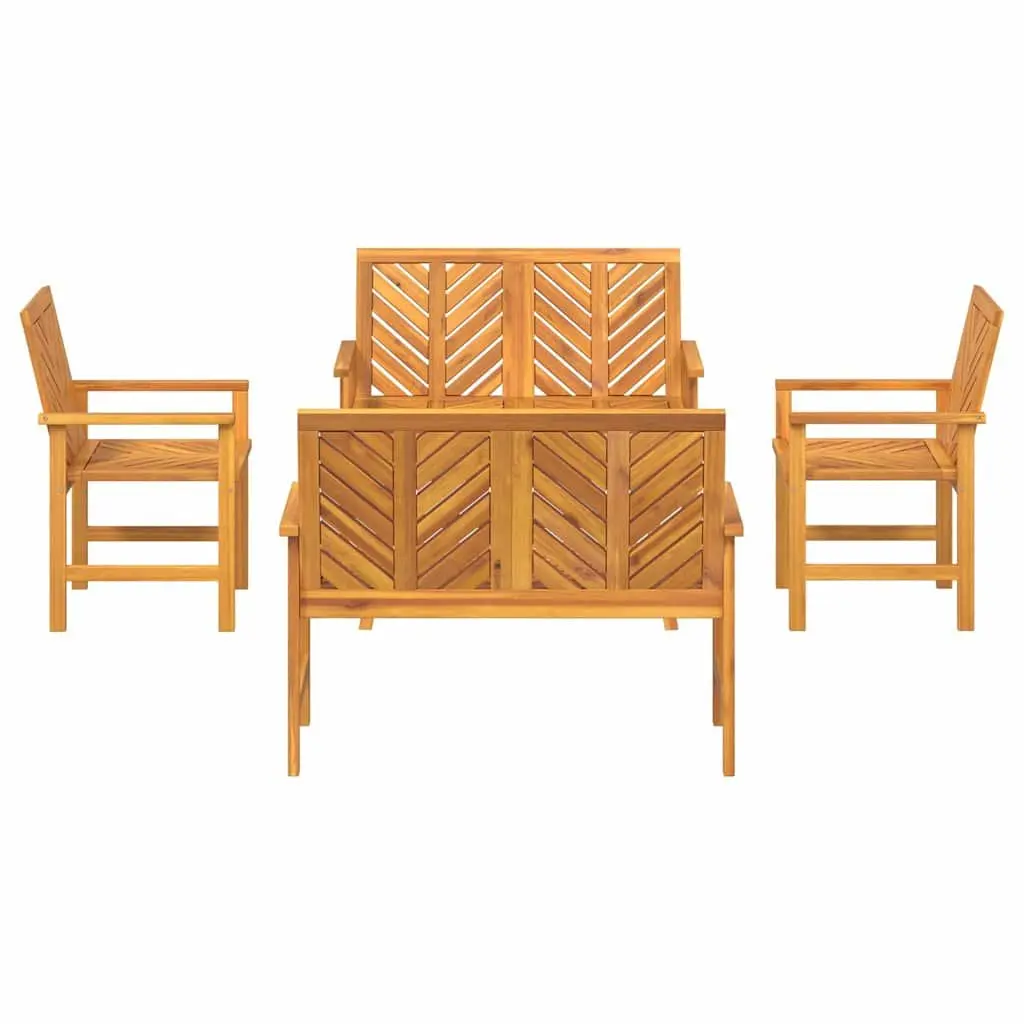 Outdoor Furniture Set 5 Pieces Solid Acacia Wood Garden Lounge Brown Patio
