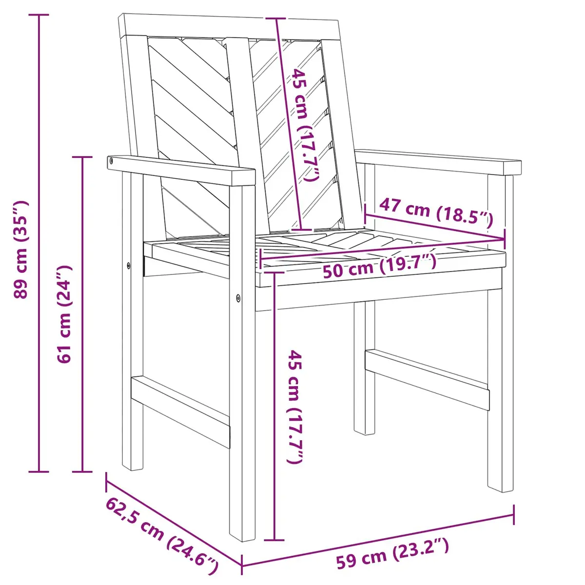 Outdoor Dining Chair Set 6 Piece Acacia Wood Garden Terrace Backyard Seating
