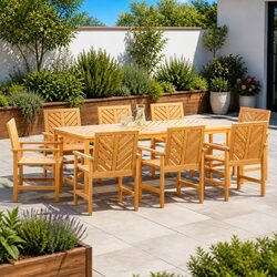 Outdoor Dining Chair Set – 8 Pieces in Solid Acacia Wood