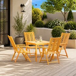 Outdoor Garden Chair Set of 4 - Acacia Wood Construction