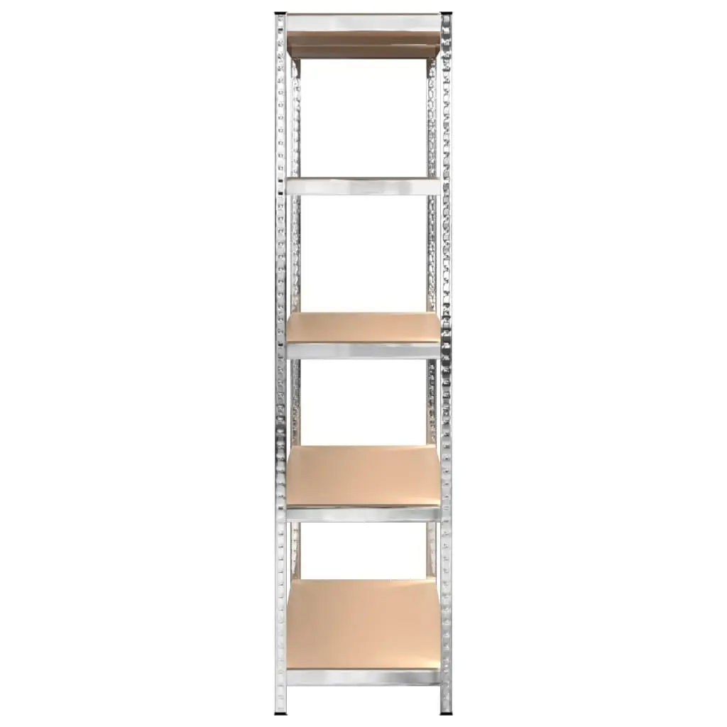5-Layer Industrial Storage Shelves 4 pcs Silver Steel Engineered Wood Garage