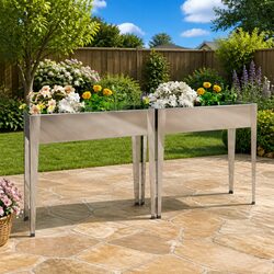 Specifications of 2 Pcs Raised Bed Planters in Silver