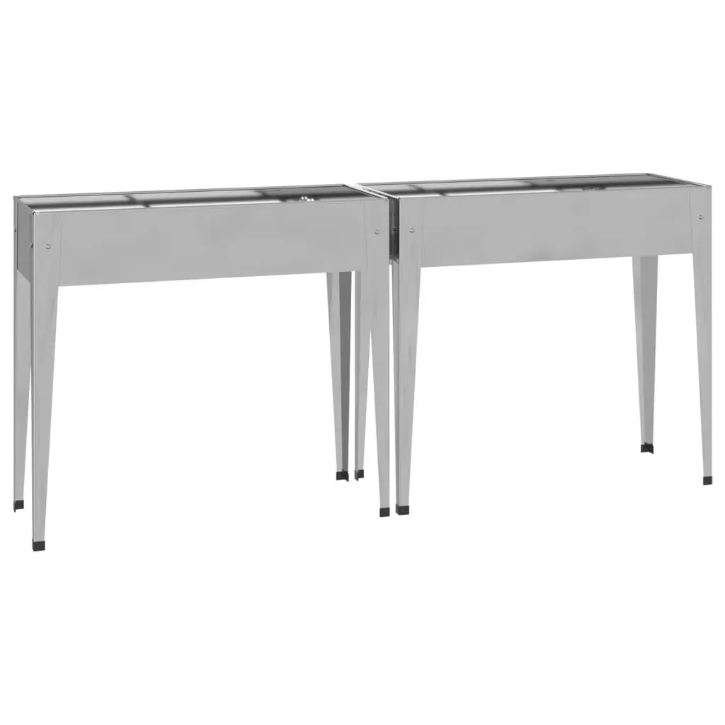 Raised Bed Garden Planters Outdoor Use 2 Piece Silver