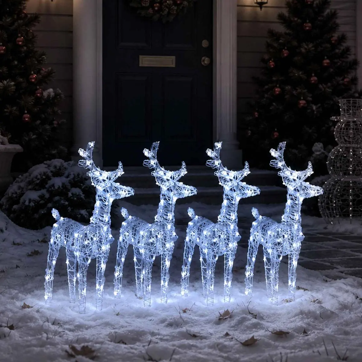 4pcs Cold White LED Reindeer Lights