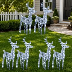 Christmas Reindeer Lights 6 Pack Cold White 240 LED Acrylic Yard Decoration