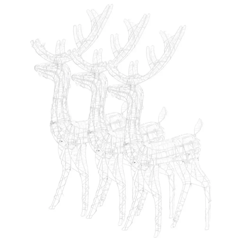 Acrylic Reindeer Christmas Decorations Indoor Outdoor 128cm 3 Piece Blue LED Lights
