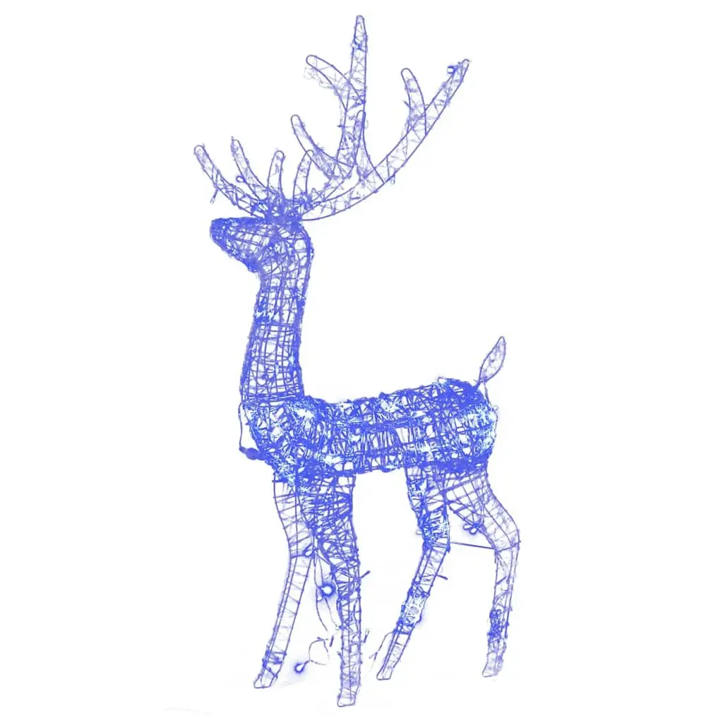 Acrylic Reindeer Christmas Decorations Indoor Outdoor 128cm 3 Piece Blue LED Lights