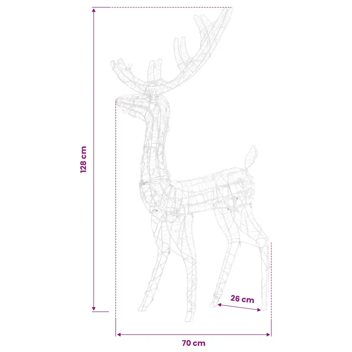 Acrylic Reindeer Christmas Decorations Indoor Outdoor 128cm 3 Piece Blue LED Lights