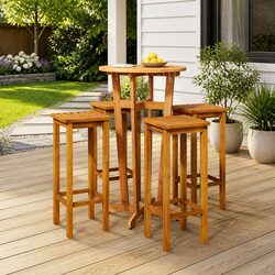 5 Piece Outdoor Garden Bar Set - Acacia Wood Details