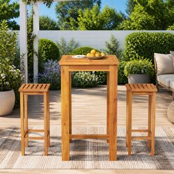 3 Piece Outdoor Bar Set - Solid Acacia Wood Construction