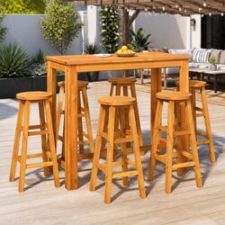 Details on 7 Piece Solid Acacia Wood Bar Set