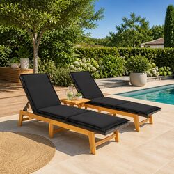 3 Piece Garden Lounge Set: Acacia Wood and Rattan Design