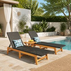 Garden Lounge Set: 3 Piece Reclining Chair and Side Table