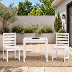 3 Piece White Bistro Set with Solid Pine Wood Construction